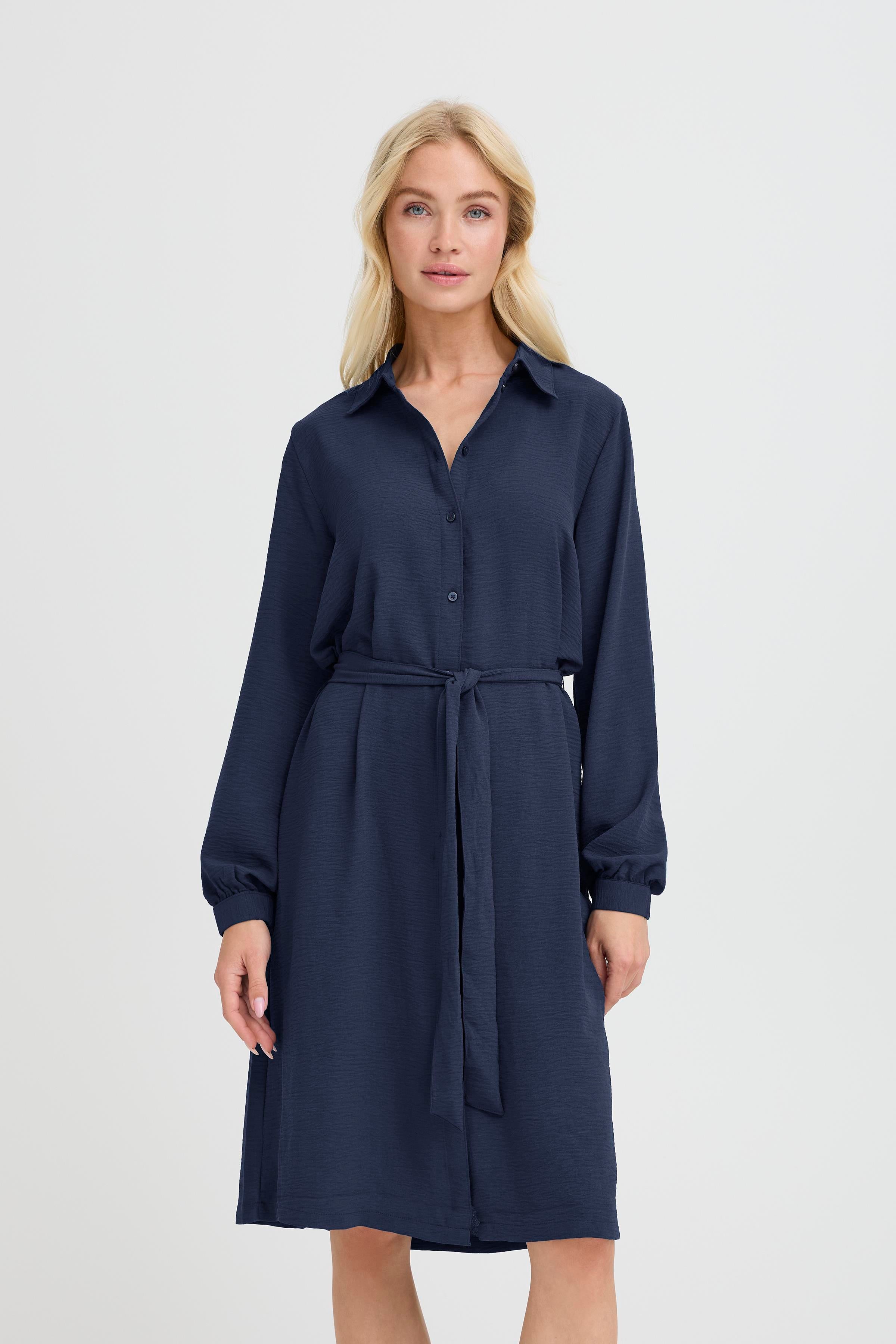 Button Down Shirt Dress - Navy-Dress- Hometown Style HTS, women's in store and online boutique located in Ingersoll, Ontario