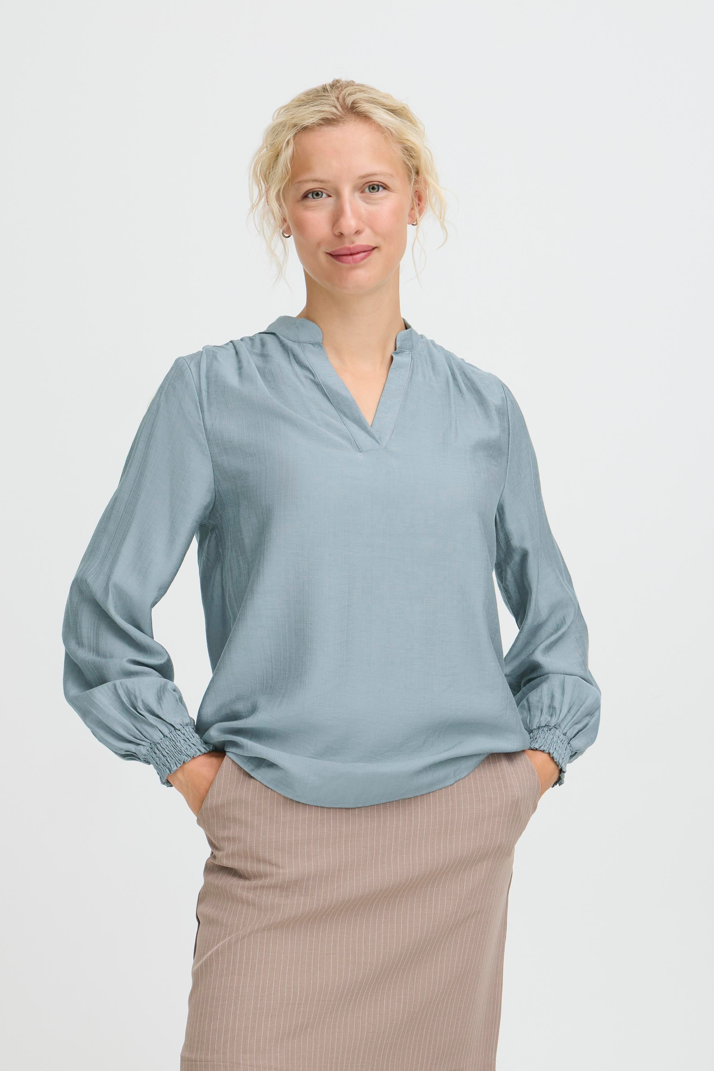 BMMHANNE BLOUSE LS -BLUE-blouse- Hometown Style HTS, women's in store and online boutique located in Ingersoll, Ontario