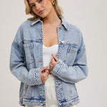 Denim Oversized Jacket-Coats & Jackets- Hometown Style HTS, women's in store and online boutique located in Ingersoll, Ontario