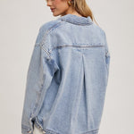 Denim Oversized Jacket-Coats & Jackets- Hometown Style HTS, women's in store and online boutique located in Ingersoll, Ontario