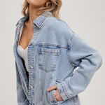 Denim Oversized Jacket-Coats & Jackets- Hometown Style HTS, women's in store and online boutique located in Ingersoll, Ontario