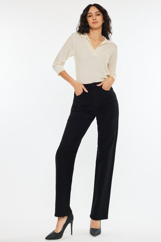 High Rise, Straight - Black-denim- Hometown Style HTS, women's in store and online boutique located in Ingersoll, Ontario