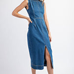 Sleeveless Denim Midi Dress-dress- Hometown Style HTS, women's in store and online boutique located in Ingersoll, Ontario