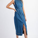 Sleeveless Denim Midi Dress-dress- Hometown Style HTS, women's in store and online boutique located in Ingersoll, Ontario