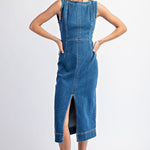 Sleeveless Denim Midi Dress-dress- Hometown Style HTS, women's in store and online boutique located in Ingersoll, Ontario