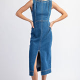 Sleeveless Denim Midi Dress-dress- Hometown Style HTS, women's in store and online boutique located in Ingersoll, Ontario