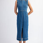 Sleeveless Denim Midi Dress-dress- Hometown Style HTS, women's in store and online boutique located in Ingersoll, Ontario