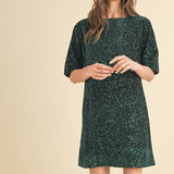 Sequin Open Back Mini Dress - Green-dress- Hometown Style HTS, women's in store and online boutique located in Ingersoll, Ontario