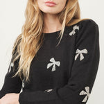 Bow Bead Sweater - Black-Sweater- Hometown Style HTS, women's in store and online boutique located in Ingersoll, Ontario