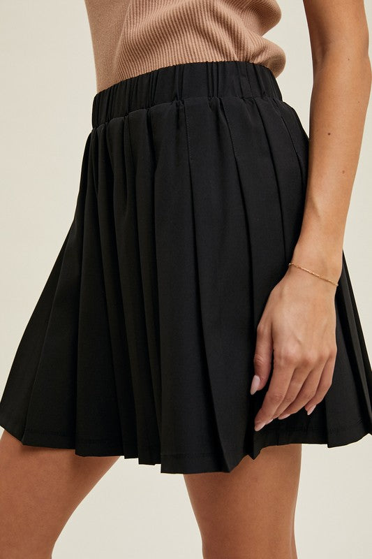 Pleated Active Skirt - Black-skirt- Hometown Style HTS, women's in store and online boutique located in Ingersoll, Ontario