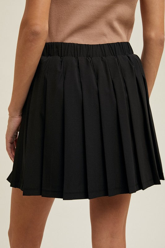 Pleated Active Skirt - Black-skirt- Hometown Style HTS, women's in store and online boutique located in Ingersoll, Ontario