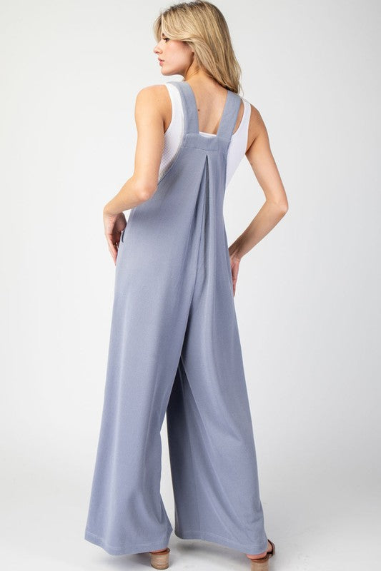 Solid Wide Leg Jumpsuit - Denim-Jumpsuits & Rompers- Hometown Style HTS, women's in store and online boutique located in Ingersoll, Ontario