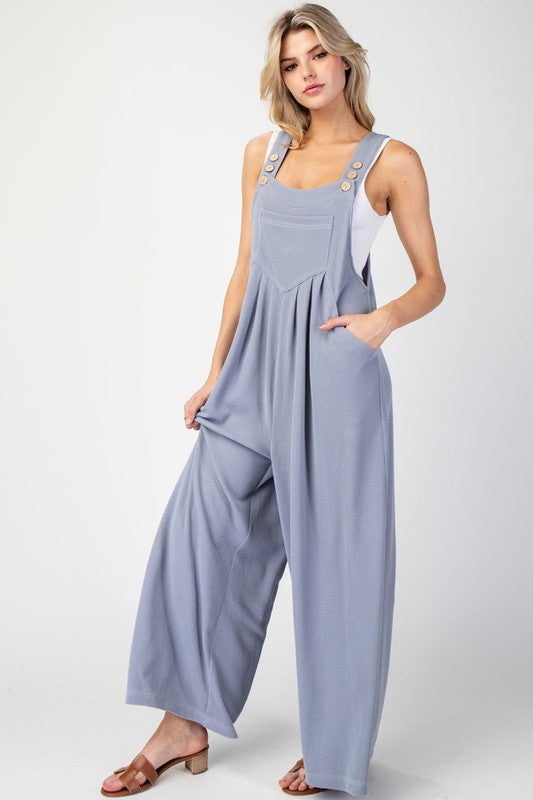 Solid Wide Leg Jumpsuit - Denim-Jumpsuits & Rompers- Hometown Style HTS, women's in store and online boutique located in Ingersoll, Ontario