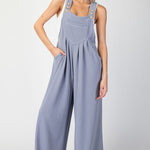 Solid Wide Leg Jumpsuit - Denim-Jumpsuits & Rompers- Hometown Style HTS, women's in store and online boutique located in Ingersoll, Ontario