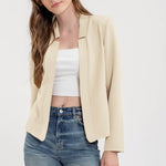 Notch Collar Long Sleeve Blazer - Ivory-Blazer- Hometown Style HTS, women's in store and online boutique located in Ingersoll, Ontario