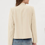 Notch Collar Long Sleeve Blazer - Ivory-Blazer- Hometown Style HTS, women's in store and online boutique located in Ingersoll, Ontario