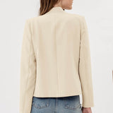 Notch Collar Long Sleeve Blazer - Ivory-Blazer- Hometown Style HTS, women's in store and online boutique located in Ingersoll, Ontario