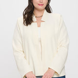 Notch Collar Long Sleeve Blazer - Ivory-Blazer- Hometown Style HTS, women's in store and online boutique located in Ingersoll, Ontario