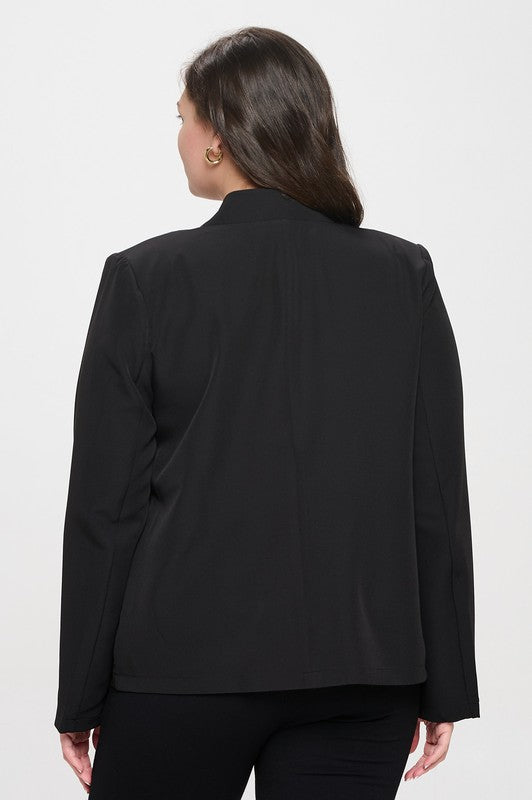 Notch Collar Long Sleeve Blazer - Black-Blazer- Hometown Style HTS, women's in store and online boutique located in Ingersoll, Ontario