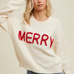 Merry Fluffy Patch Sweater - Cream-sweater- Hometown Style HTS, women's in store and online boutique located in Ingersoll, Ontario