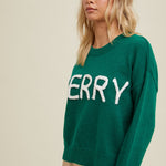 Merry Fluffy Patch Sweater - Green-sweater- Hometown Style HTS, women's in store and online boutique located in Ingersoll, Ontario