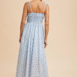 Floral Cotton Maxi Dress - Blue-dress- Hometown Style HTS, women's in store and online boutique located in Ingersoll, Ontario