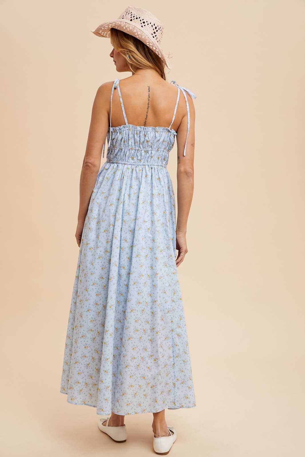 Floral Cotton Maxi Dress - Blue-dress- Hometown Style HTS, women's in store and online boutique located in Ingersoll, Ontario