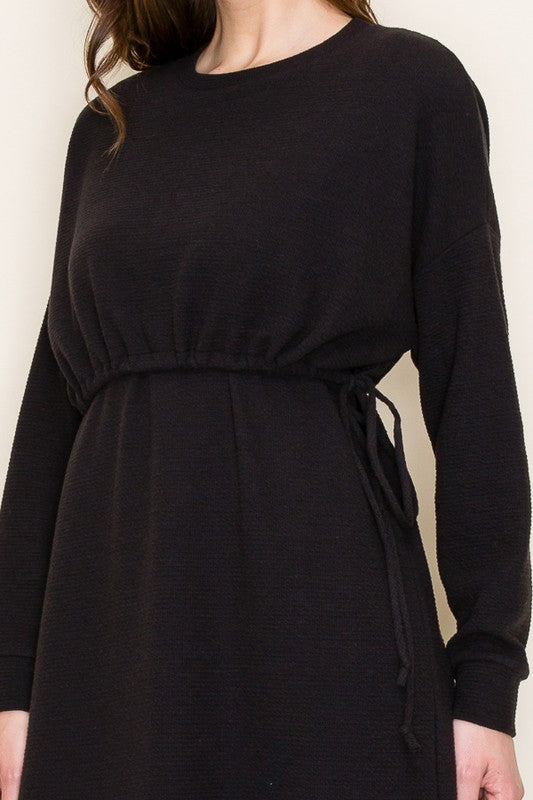 Cinched Dress - Black-Dress- Hometown Style HTS, women's in store and online boutique located in Ingersoll, Ontario