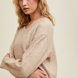 Brushed Relaxed Crop Sweater - Mocha-sweater- Hometown Style HTS, women's in store and online boutique located in Ingersoll, Ontario