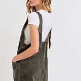 Casual Overall Corduroy Dress - Olive-Casual Dresses- Hometown Style HTS, women's in store and online boutique located in Ingersoll, Ontario