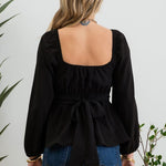 Scoop Neck Blouse - Black-blouse- Hometown Style HTS, women's in store and online boutique located in Ingersoll, Ontario