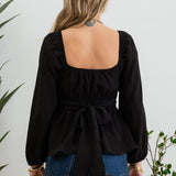 Scoop Neck Blouse - Black-blouse- Hometown Style HTS, women's in store and online boutique located in Ingersoll, Ontario