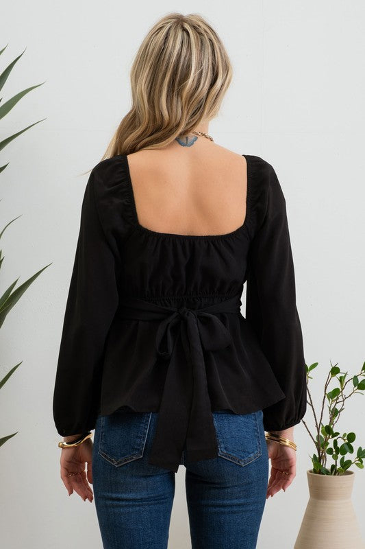 Scoop Neck Blouse - Black-blouse- Hometown Style HTS, women's in store and online boutique located in Ingersoll, Ontario