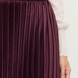 Pleated Velvet Midi Skirt - Plum-skirt- Hometown Style HTS, women's in store and online boutique located in Ingersoll, Ontario