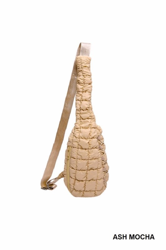 Quilted Puffy Crossbody Sling Bag-Handbags- Hometown Style HTS, women's in store and online boutique located in Ingersoll, Ontario