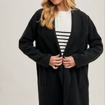 Open Front Knit Coat - Black-Coat & Jackets- Hometown Style HTS, women's in store and online boutique located in Ingersoll, Ontario