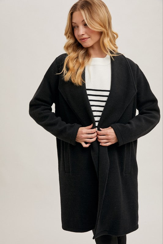 Open Front Knit Coat - Black- Hometown Style HTS, women's in store and online boutique located in Ingersoll, Ontario