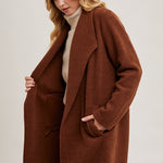 Open Front Knit Coat - Chestnut-jacket- Hometown Style HTS, women's in store and online boutique located in Ingersoll, Ontario