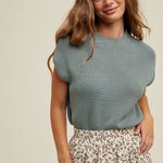 Mock Neck Sweater Top - Mint-tops- Hometown Style HTS, women's in store and online boutique located in Ingersoll, Ontario