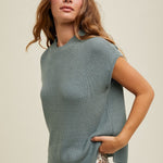 Mock Neck Sweater Top - Mint-tops- Hometown Style HTS, women's in store and online boutique located in Ingersoll, Ontario