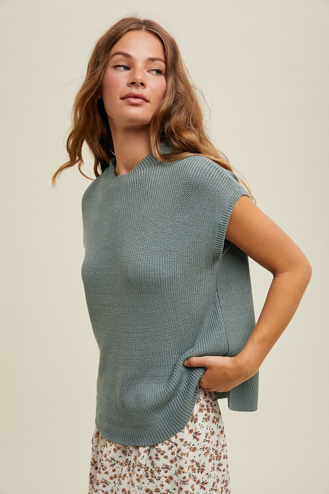 Mock Neck Sweater Top - Mint-tops- Hometown Style HTS, women's in store and online boutique located in Ingersoll, Ontario