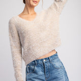 Cropped Mohair Sweater - Sand-sweater- Hometown Style HTS, women's in store and online boutique located in Ingersoll, Ontario