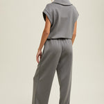 Scuba Half Zip Jumpsuit - Grey-Jumpsuits & Rompers- Hometown Style HTS, women's in store and online boutique located in Ingersoll, Ontario