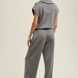 Scuba Half Zip Jumpsuit - Grey-Jumpsuits & Rompers- Hometown Style HTS, women's in store and online boutique located in Ingersoll, Ontario