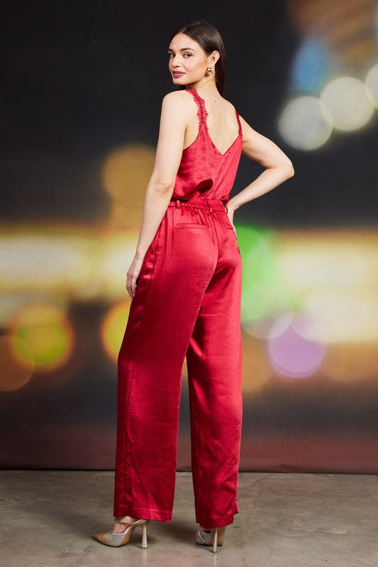 Satin Trousers - Red-dress pants- Hometown Style HTS, women's in store and online boutique located in Ingersoll, Ontario