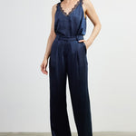 Satin Trousers - Navy-dress pants- Hometown Style HTS, women's in store and online boutique located in Ingersoll, Ontario