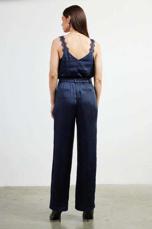 Satin Trousers - Navy-dress pants- Hometown Style HTS, women's in store and online boutique located in Ingersoll, Ontario