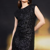 Sequin Mini Dress - Black-Dress- Hometown Style HTS, women's in store and online boutique located in Ingersoll, Ontario