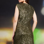 Sequin Mini Dress - Olive-Dress- Hometown Style HTS, women's in store and online boutique located in Ingersoll, Ontario