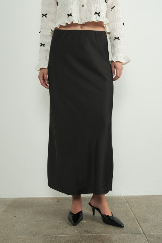 Satin-Like Maxi Skirt - Black-Skirt- Hometown Style HTS, women's in store and online boutique located in Ingersoll, Ontario